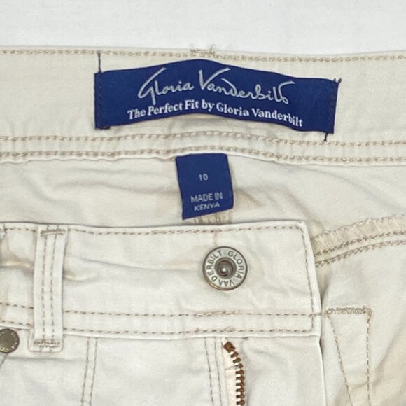Gloria Vanderbilt High Rise Stretch Denim Capris Ivory Embroidered Perfect Fit - Picture 10 of 13